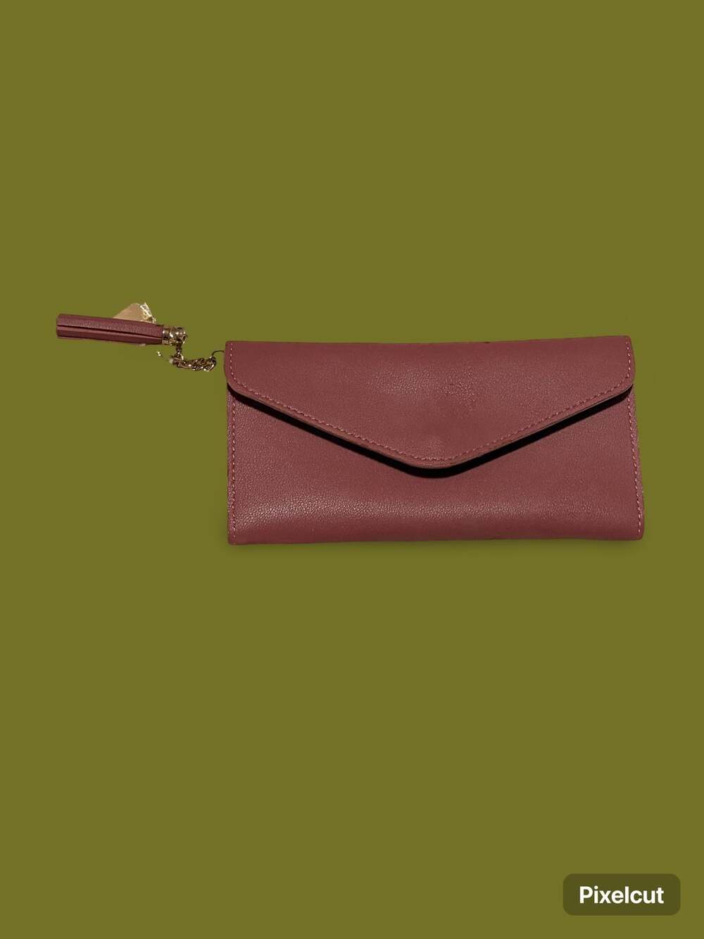 Women's PU Leather Continental Fold-Over Wallet with Tassel and Heart Pendant